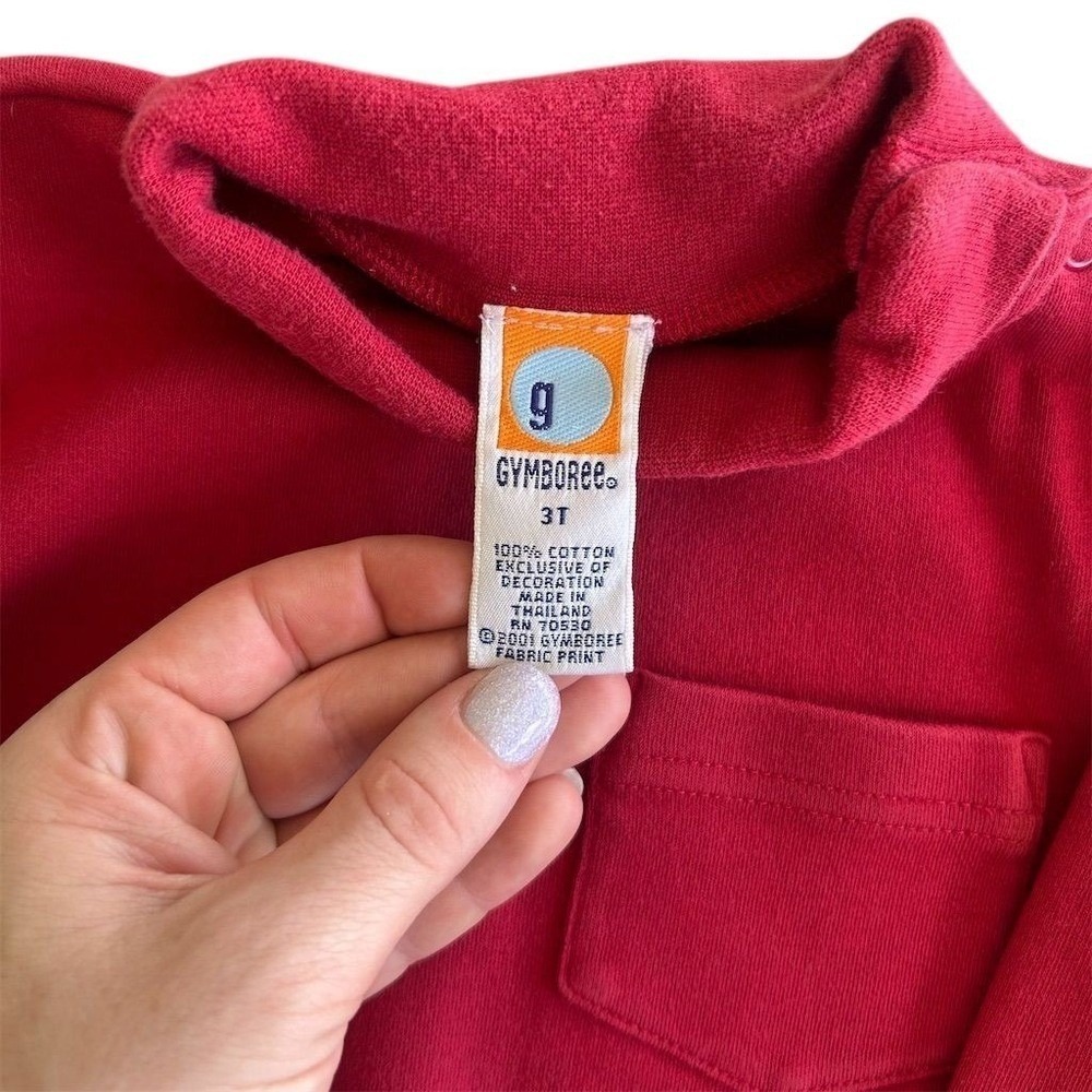 VTG Y2K Gymboree Red Long Sleeve Turtleneck Bodysuit Pocket Sz 3T Kidcore Retro